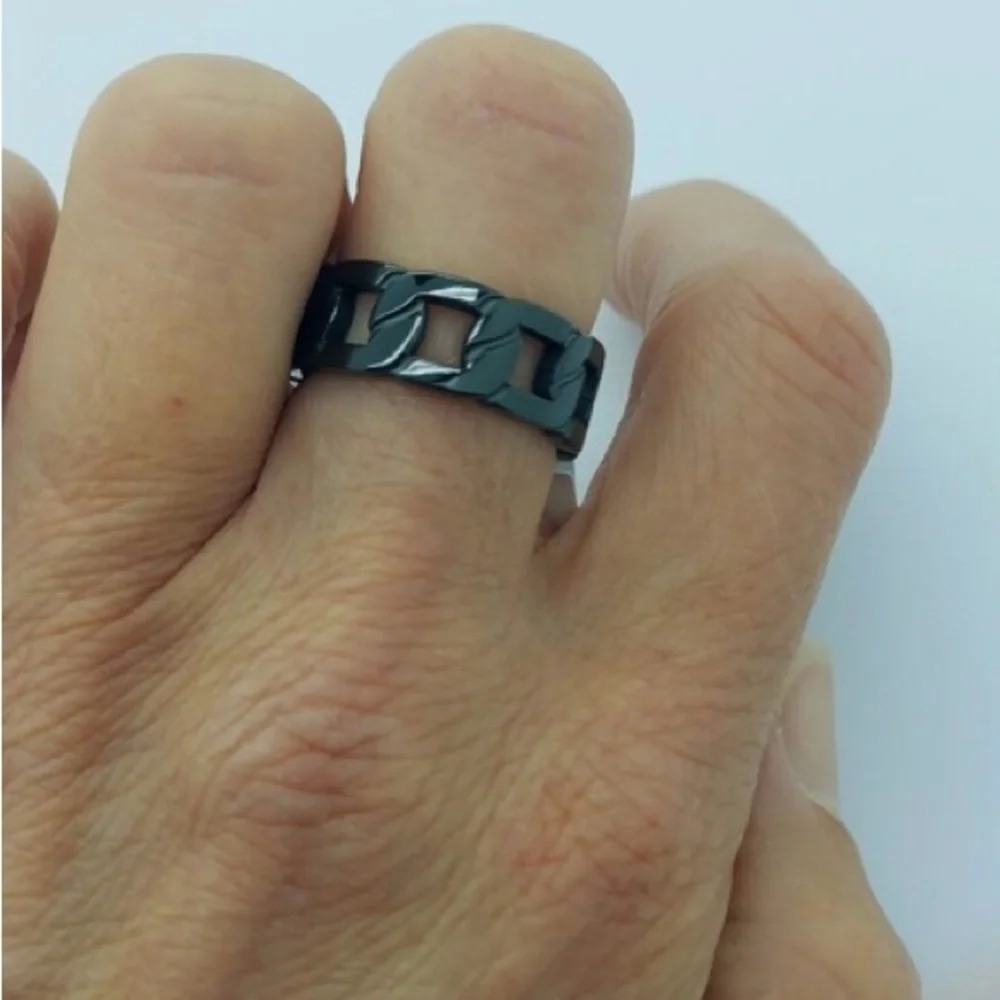 MENS RING-BLACK BRAIDED STAINLESS STEEL-SIZE 11